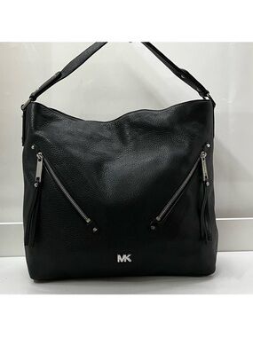 MICHAEL KORS Black Leather Nolita Evie Hobo Neyla Shoulder Bag Raven Selma